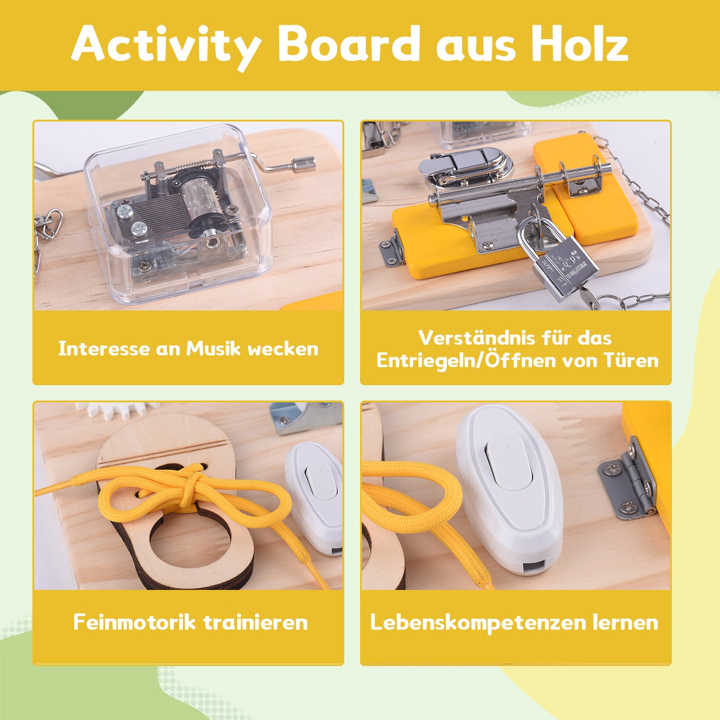 Busy Board Motorikbrett ab 1 Jahr, Activity Board Montessori Spielzeug, Ideales Geschenk für Unterwegs