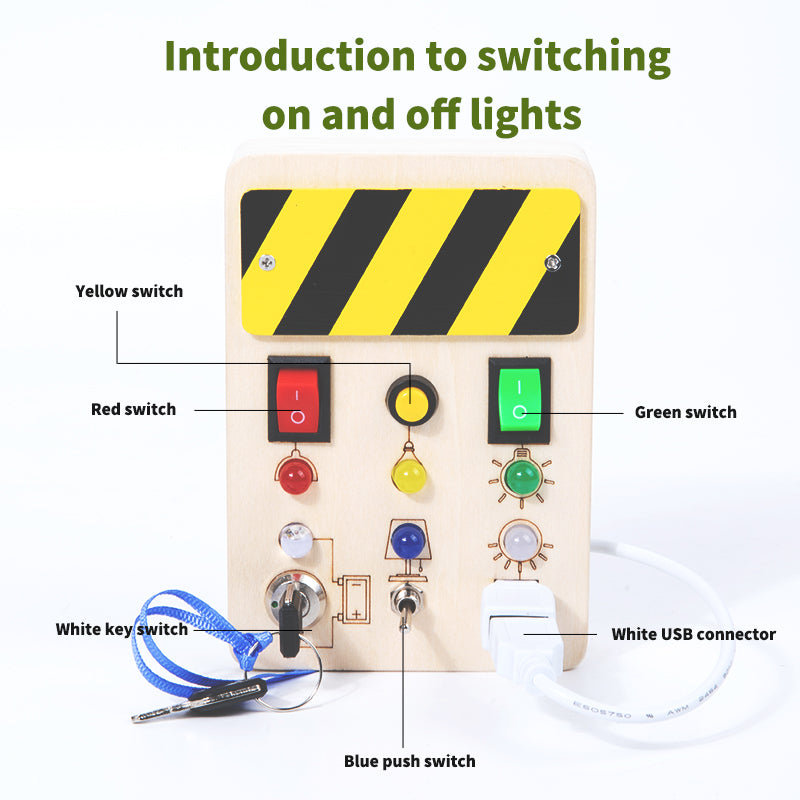 Montessori Busy Board ab 1 Jahr Montessori Holzspielzeug LED Activity Board, Ideales Geschenk für Unterwegs