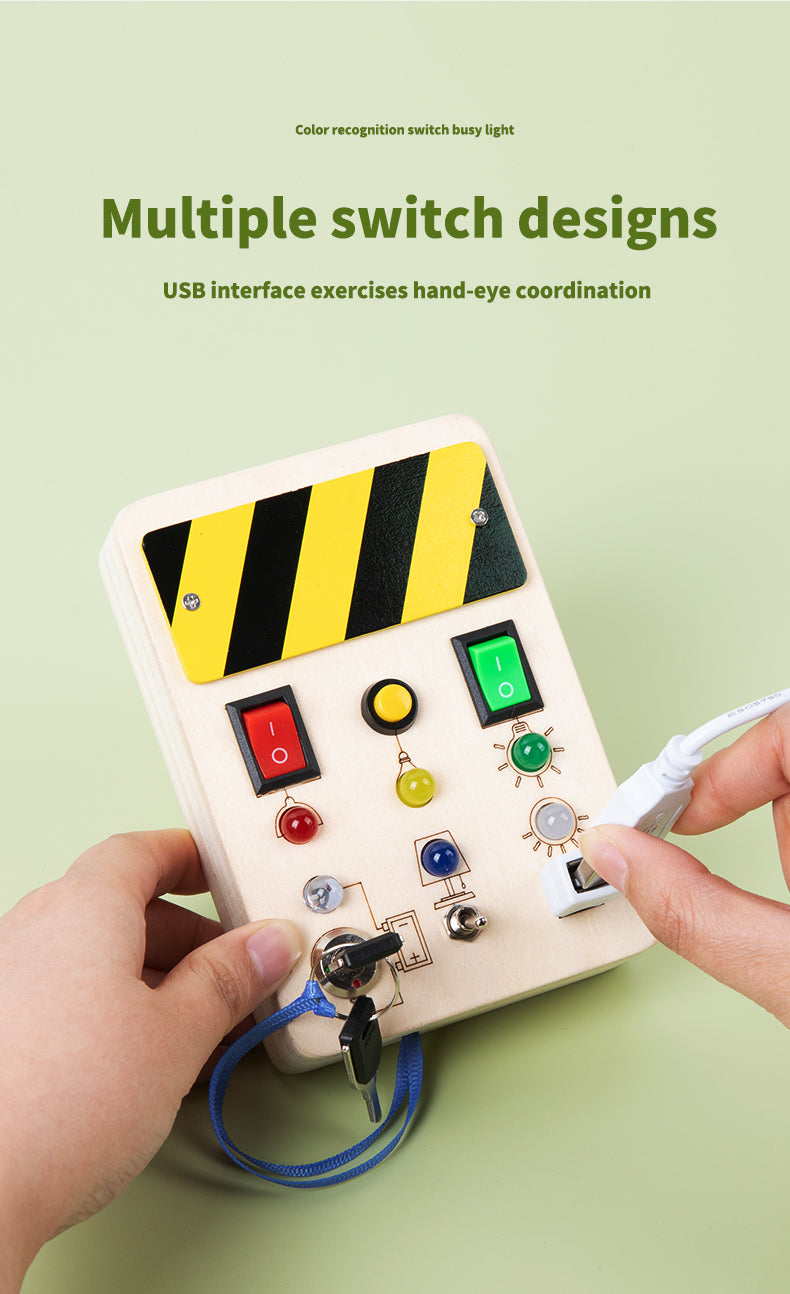 Montessori Busy Board ab 1 Jahr Montessori Holzspielzeug LED Activity Board, Ideales Geschenk für Unterwegs