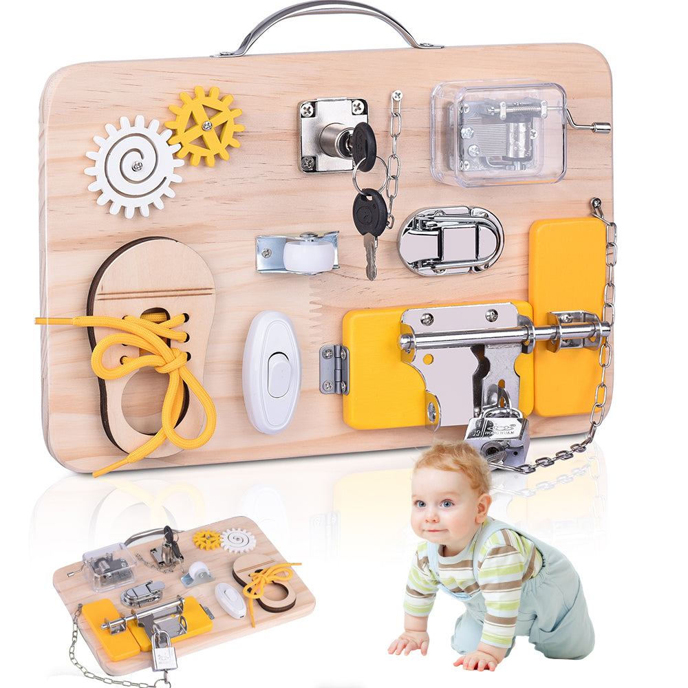 Busy Board Motorikbrett ab 1 Jahr, Activity Board Montessori Spielzeug, Ideales Geschenk für Unterwegs