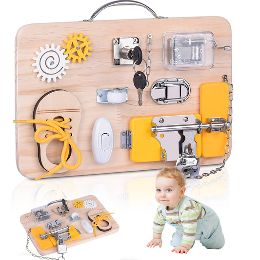 Busy Board Motorikbrett ab 1 Jahr, Activity Board Montessori Spielzeug, Ideales Geschenk für Unterwegs