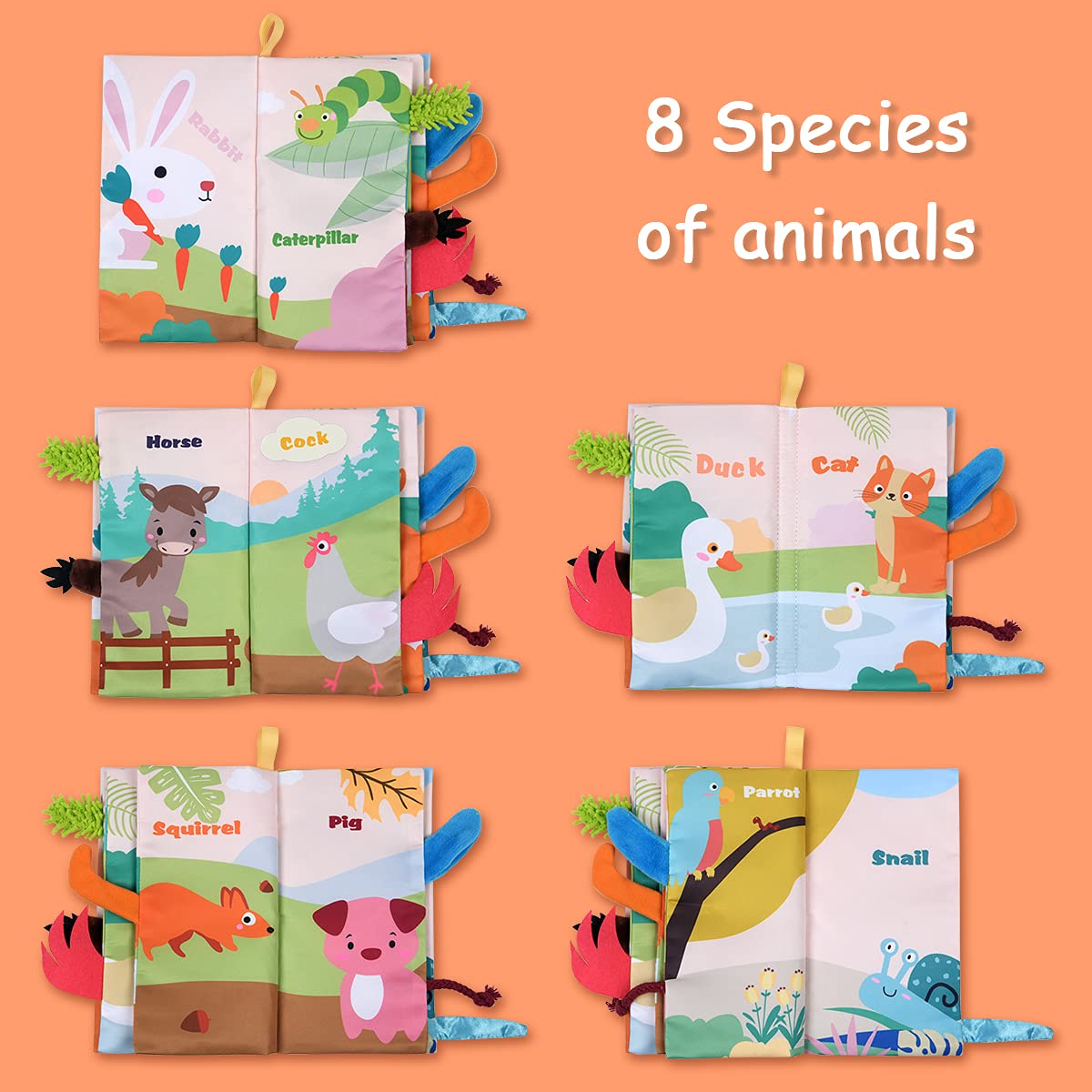 3D Bilderbuch Stoffbücher Fühlbuch ab 3 Monaten, Babybuch Baby Stoffbuch Lernspielzeug