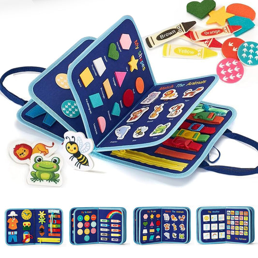 7 in 1 Filz Busy Board Motorikspielzeug, Lernspielzeug ab 1 Jahr, Sensorik & Feinmotorik