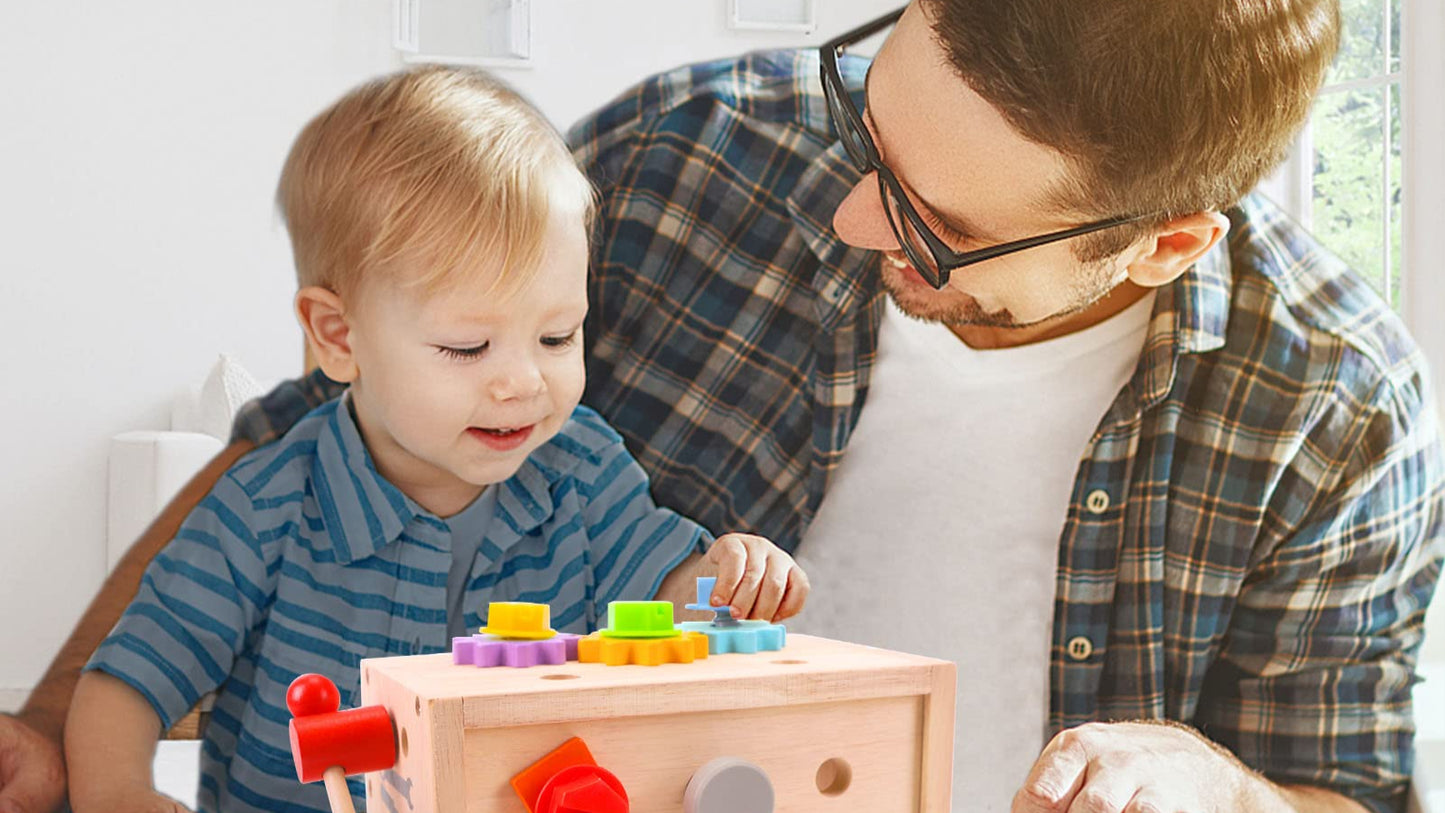 29 stk. Werkzeugkoffer, Montessori Werkzeugset aus Holz, Kinderwerkzeug ideales Geschenk ab 2 Jahren