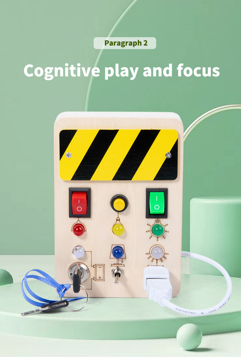 Montessori Busy Board ab 1 Jahr Montessori Holzspielzeug LED Activity Board, Ideales Geschenk für Unterwegs