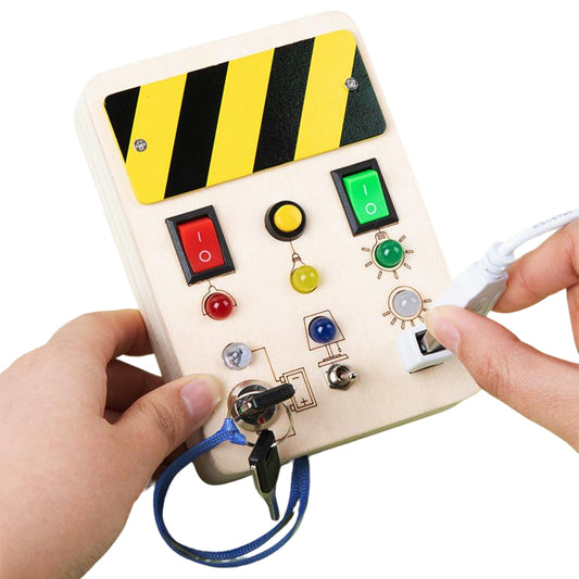 Montessori Busy Board ab 1 Jahr Montessori Holzspielzeug LED Activity Board, Ideales Geschenk für Unterwegs