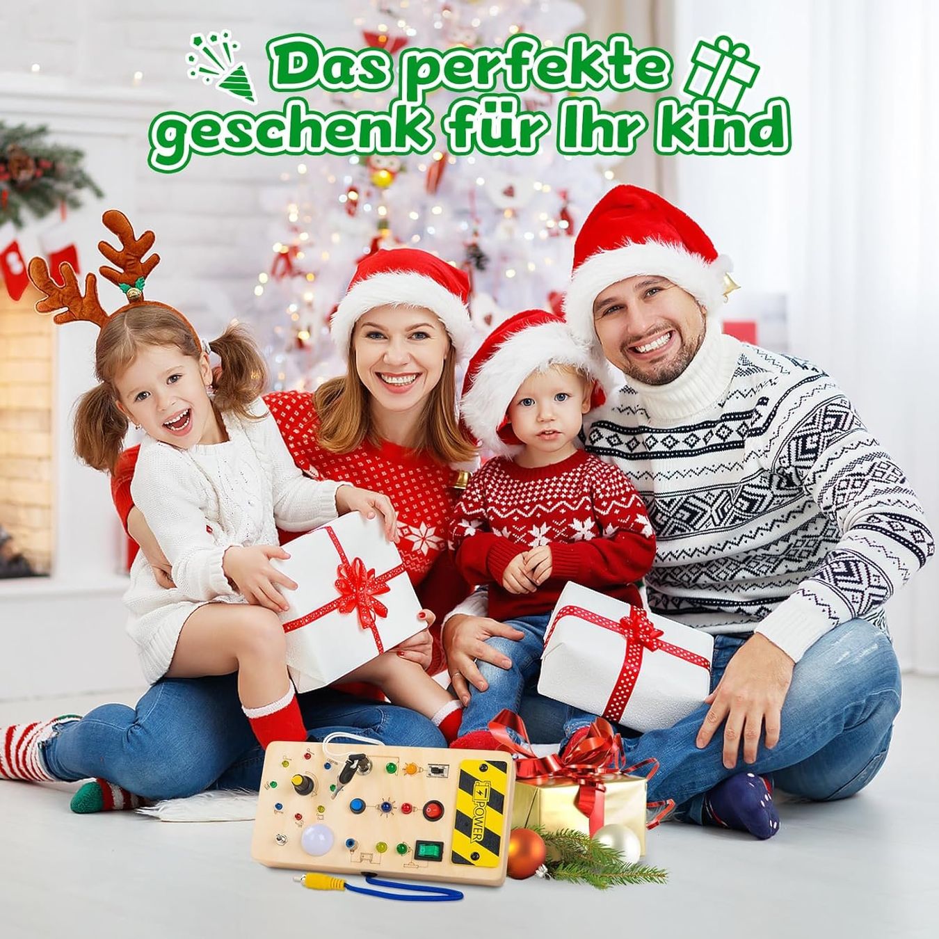 Montessori Busy Board mit LED ab 1 Jahr, Sensorisches Lernspielzeug und Activity Board für Babys & Kleinkinder