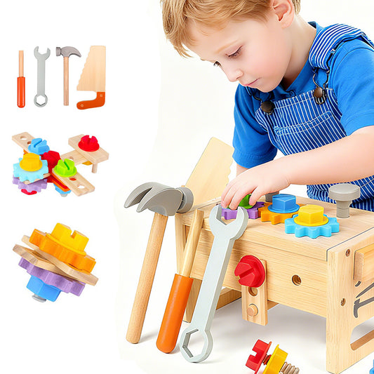 29 stk. Werkzeugkoffer, Montessori Werkzeugset aus Holz, Kinderwerkzeug ideales Geschenk ab 2 Jahren