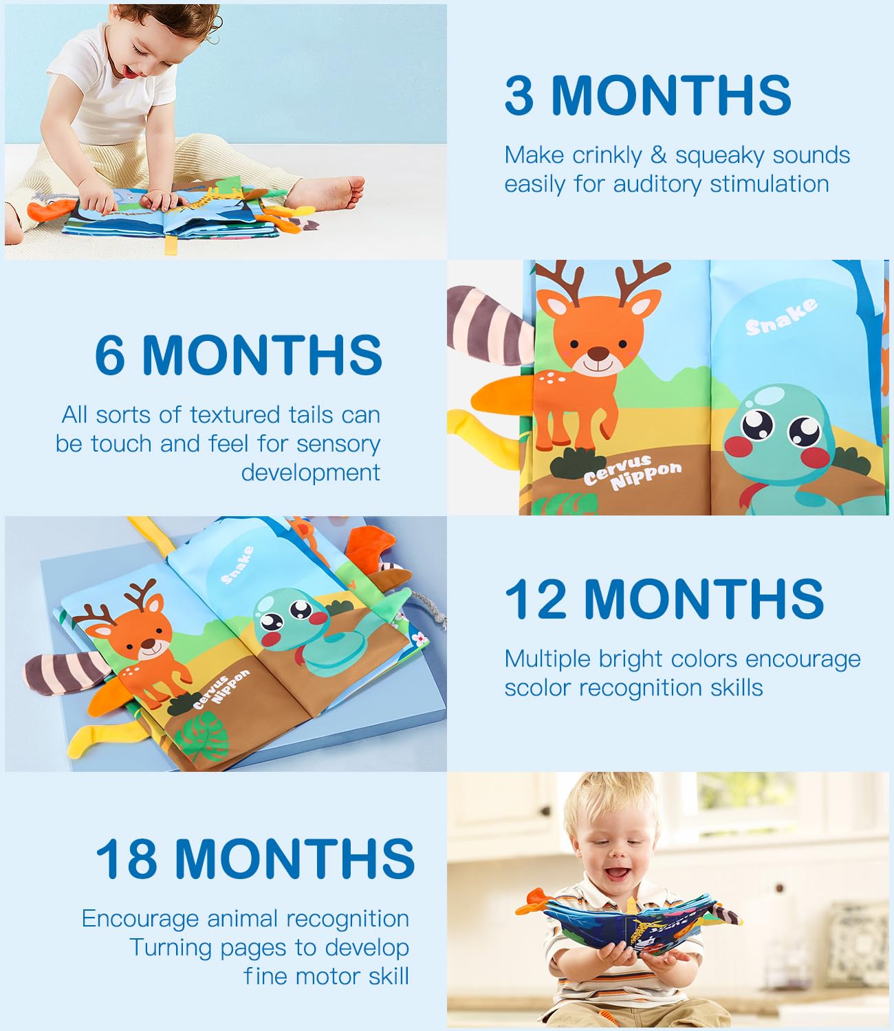 Montessori Baby Sensorik Buch 2Pcs, Fühlsbuch Baby, Interaktives Spielzeug ab 3 Monaten, 3D-Malbuch, Stoffbuch