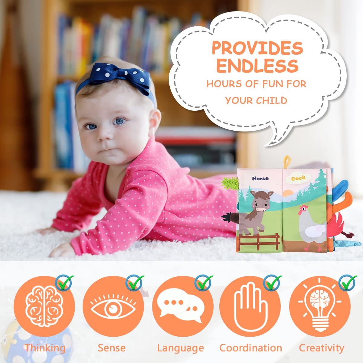 3D Bilderbuch Stoffbücher Fühlbuch ab 3 Monaten, Babybuch Baby Stoffbuch Lernspielzeug