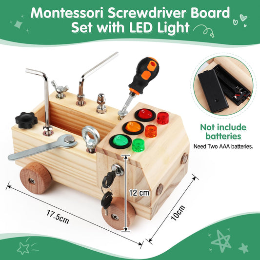 3-in-1 Montessori Spielzeug holz Busy Board & Schraubspielzeug ab 3 Jahren