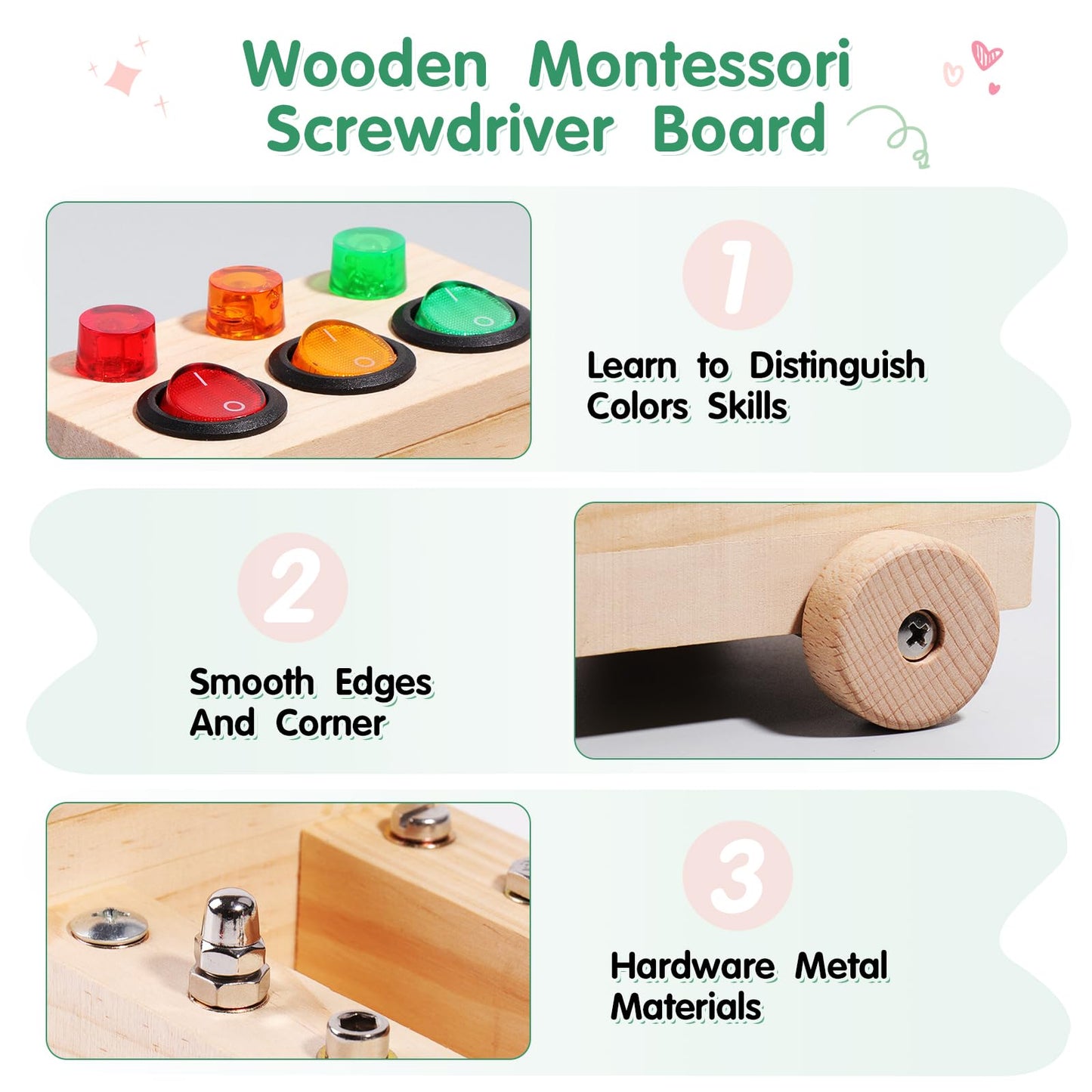 3-in-1 Montessori Spielzeug holz Busy Board & Schraubspielzeug ab 3 Jahren