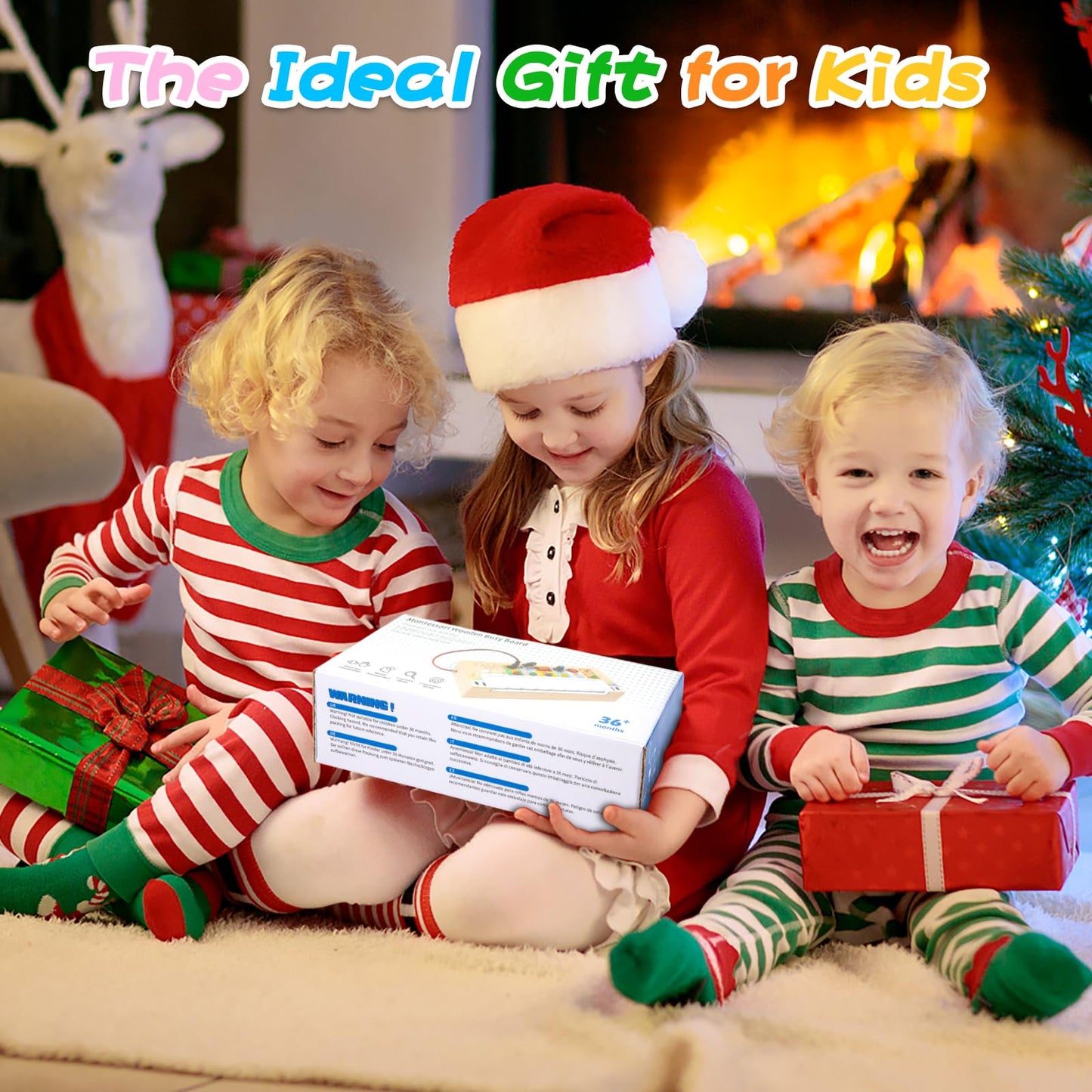 Multifunktionales Klavier Activity Board Holz Montessori Spielzeug LED ab 3 Jahren, Musik Spielzeug zur Förderung von Hand-Augen-Koordination